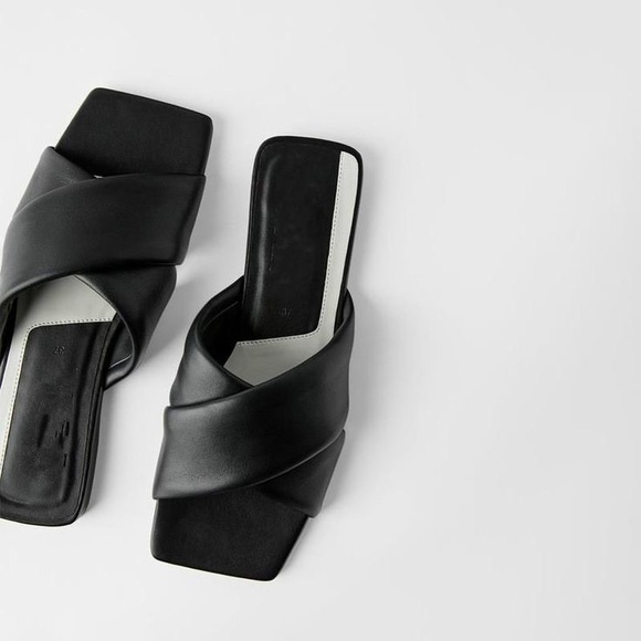 Zara Shoes - ZARA CROSS OVER SQUARE TOE PADDED FLAT SANDAL
